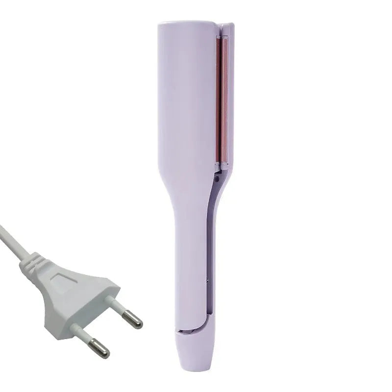 32mm French corrugated small curls plywood curling iron in pink with wired design and multiple plug options