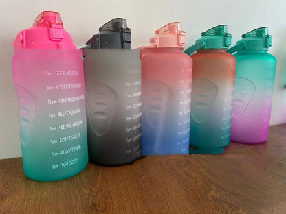 2.2L large capacity half gallon plastic space cup with time markings in gradient colours