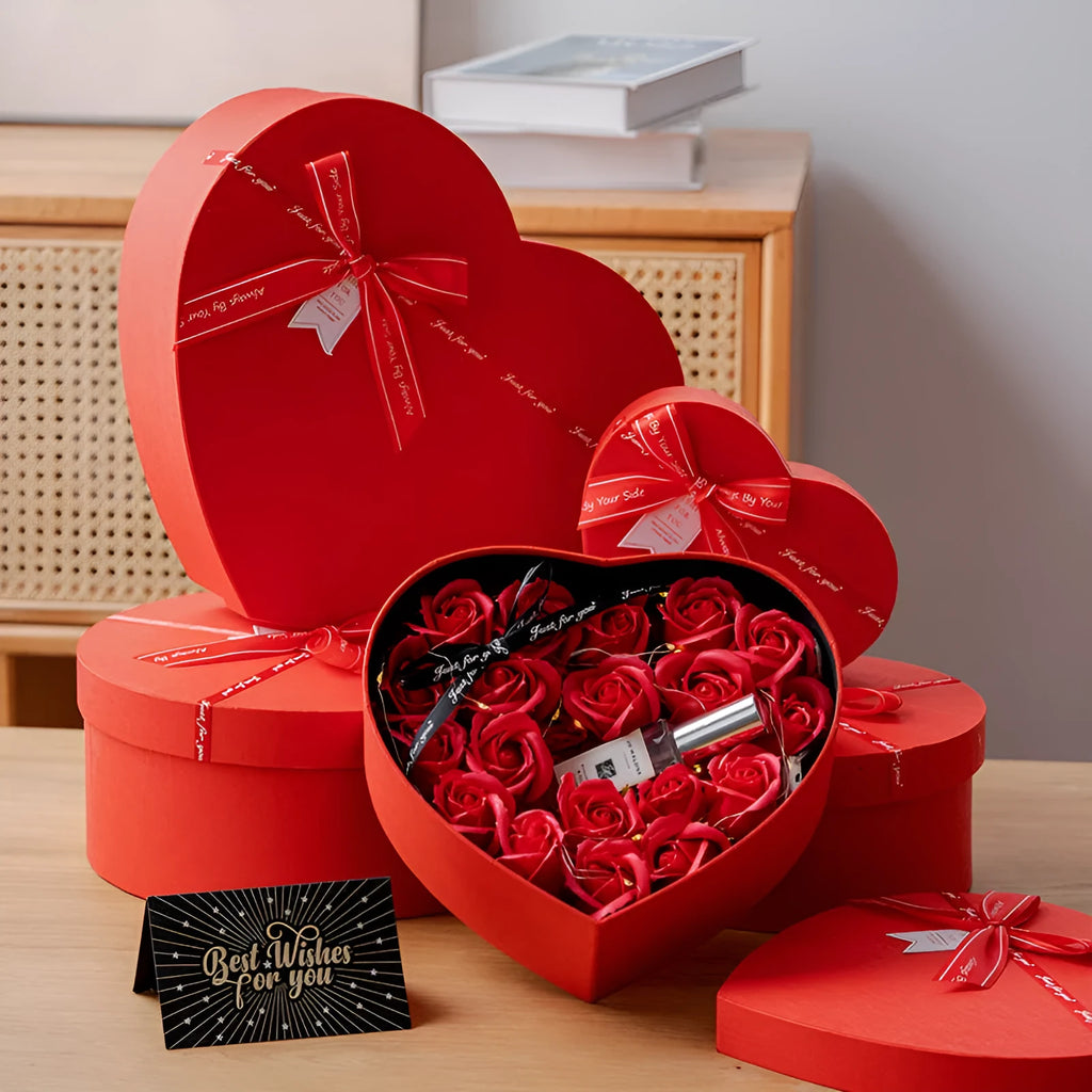 Red love engagement proposal large flower ceremony sense Qixi packing box with greeting card
