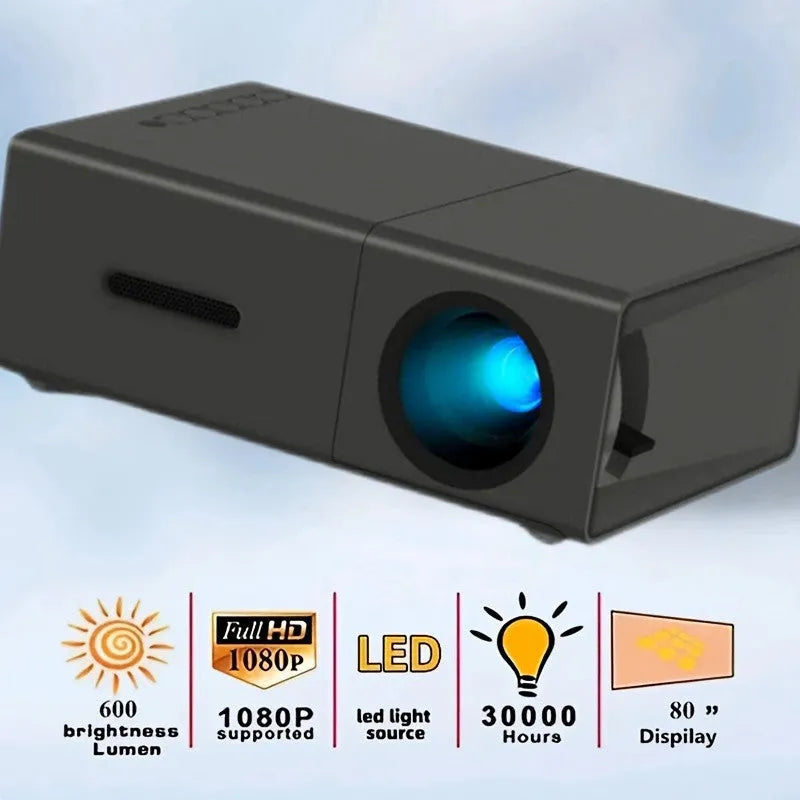 M100 Mini Projector in black or white colour with 100-inch projection capability and UK British Standard plug