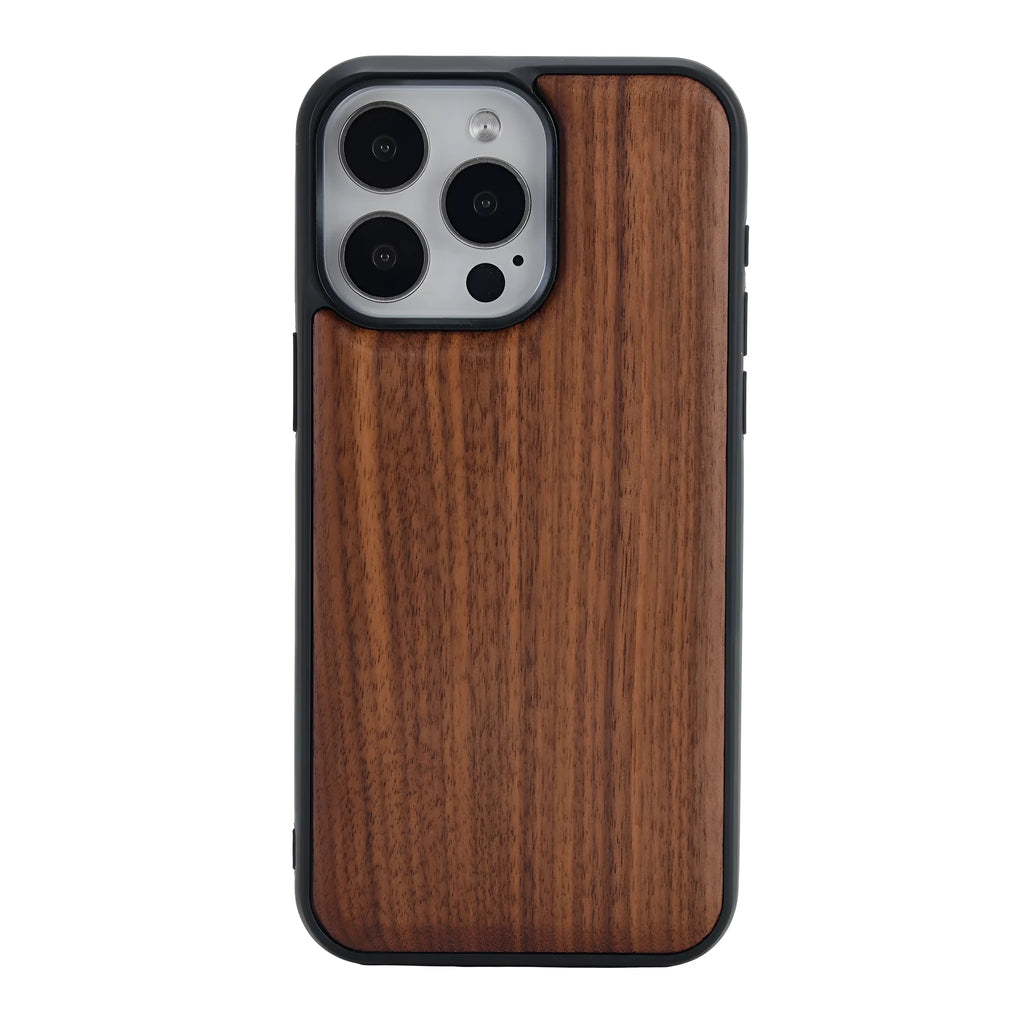 Walnut solid wood drop-resistant magnetic phone case for iPhone 14 15 13 series