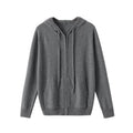 Men's solid colour hooded cashmere cardigan with full-length zip in regular fit