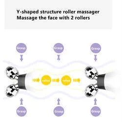 Electric rollers inductive therapeutical instrument EMS facial massager in white, pink, and black with colour light therapy