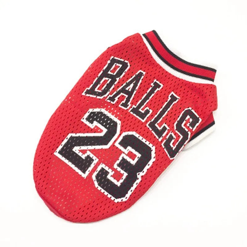 Casual black and red polyester dog sweatshirt vests shown in sizes from small to extra-extra large.