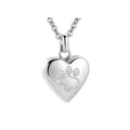 Openable heart-shaped titanium steel cinerary necklace on a chain with a paw print design.