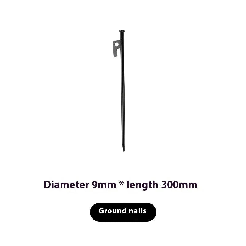 30cm black steel camping nail for securing tents and pavilions outdoors