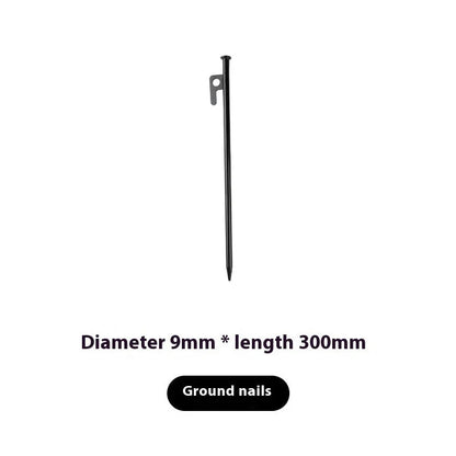 30cm black steel camping nail for securing tents and pavilions outdoors