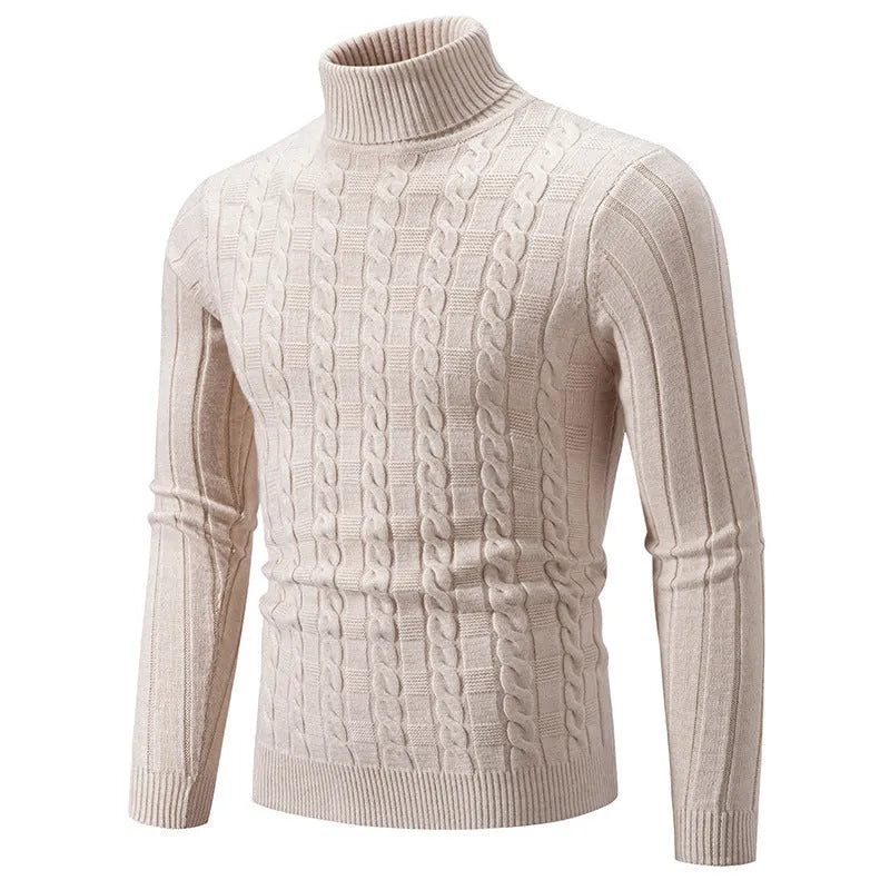 Men's slim fit chenille turtleneck pullover in multiple colours showing contemporary design