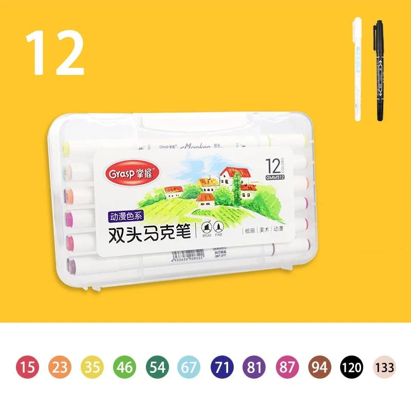 Master Double-headed Marker Art Brush Painting Set Oily 48-colour Animation Hand-painting
