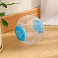 Blue slow feeding ball for cats with visible food compartment, 11.5cm diameter