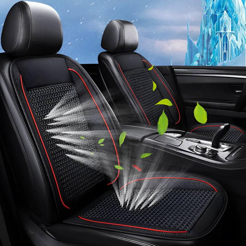 Car ventilation seat cushion with massage function measuring 60cm x 60cm in black colour