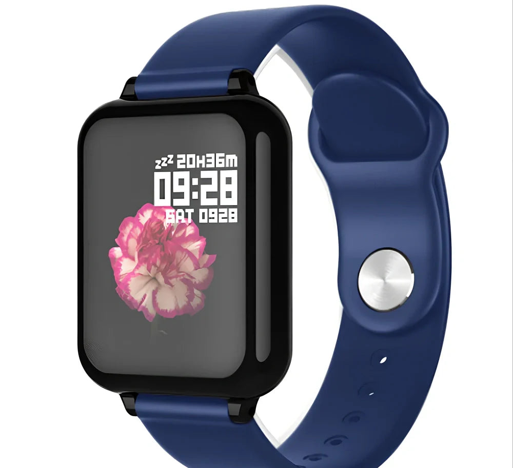B57 smart sports watch in black with 1.3 inch IPS screen, M/L strap for 150-200mm wrists, health monitoring features