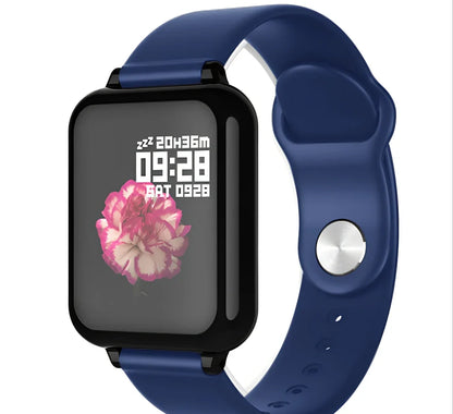 B57 smart sports watch in black with 1.3 inch IPS screen, M/L strap for 150-200mm wrists, health monitoring features