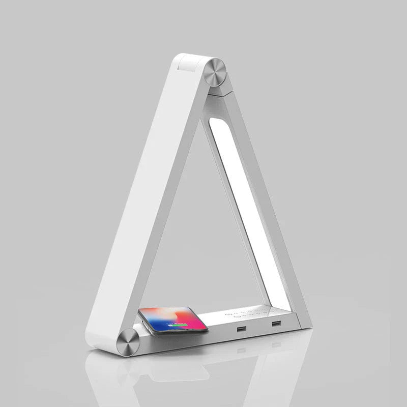 Adjustable LED desk lamp with wireless charging in white and black options