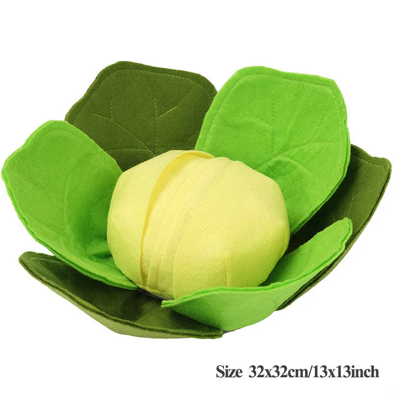 Green felt cloth cabbage sniffing toy for dogs, 32*32cm