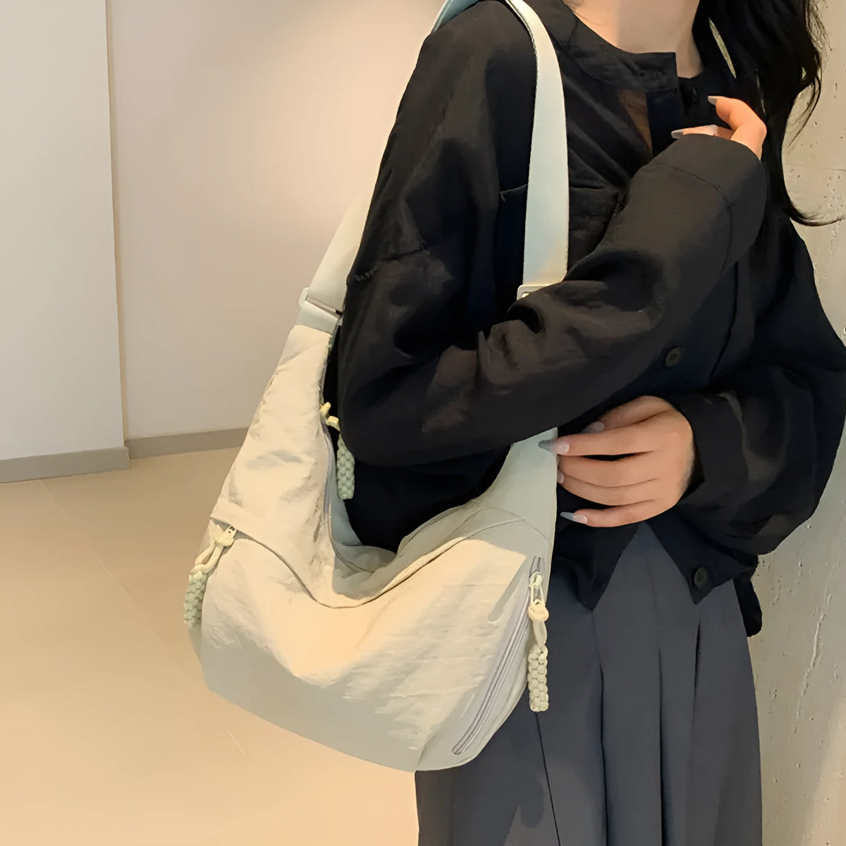 Nylon washed cloth shoulder bag large-capacity crossbody bag in multiple colours