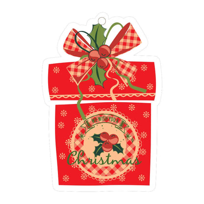 A charming acrylic car-shaped ornament with vibrant colors and a reflective finish, perfect for Christmas decor.