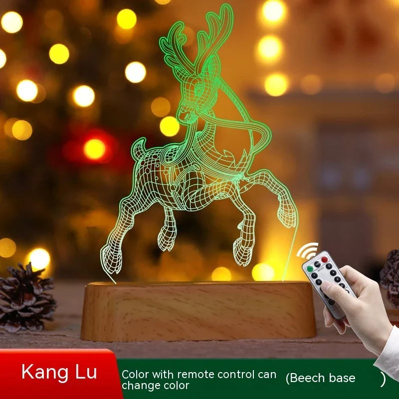 Elegant 3D Acrylic LED Christmas Lamp with intricate designs and warm, cozy lighting