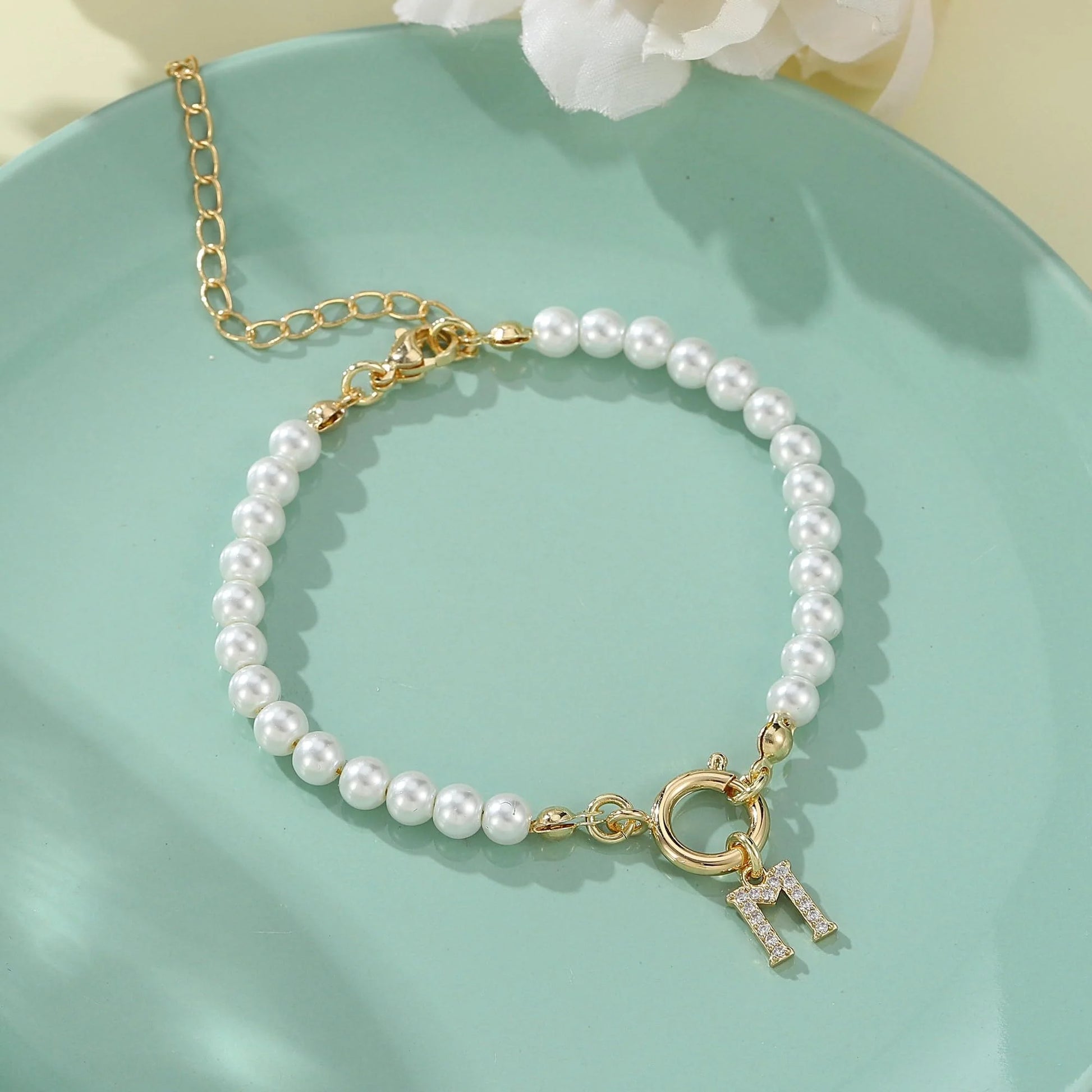 2024 personalised initial pearl bracelet for women with toggle clasp