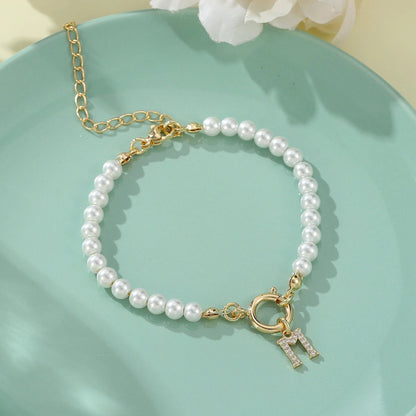 2024 personalised initial pearl bracelet for women with toggle clasp