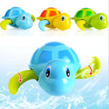 Plastic swimming turtle bath toy for infant water play with green shell