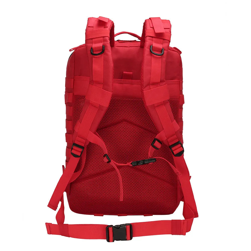 Outdoor leisure backpack 45L 900D Oxford waterproof fabric solid colour unisex rucksack for hiking and travel