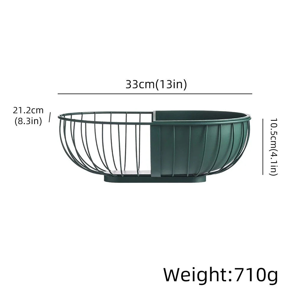 Premium iron fruit and vegetable organiser basket with detachable tray, perfect for Kiwi kitchens