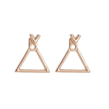 Hollow diamond square stud earrings in alloy with geometric design options