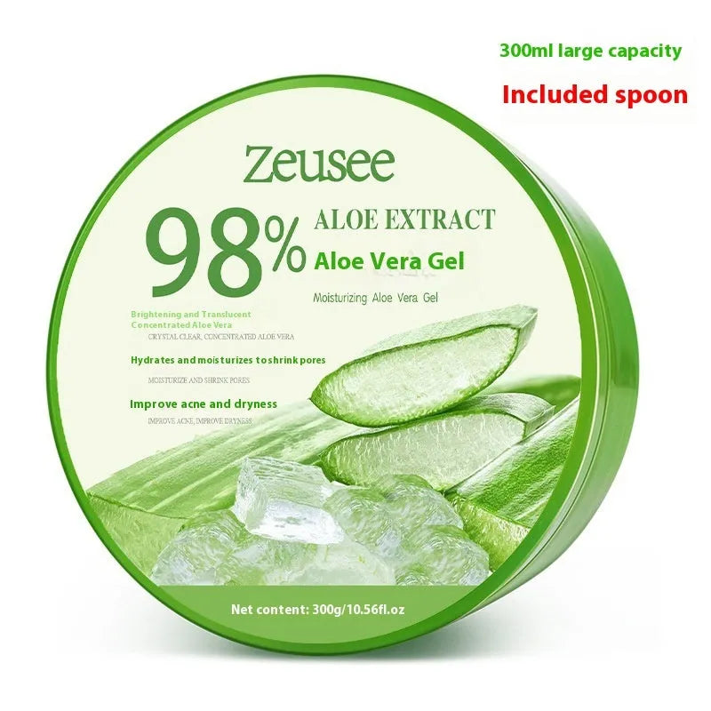 300g jar of aloe vera gel with a spoon for facial acne control and moisturising.