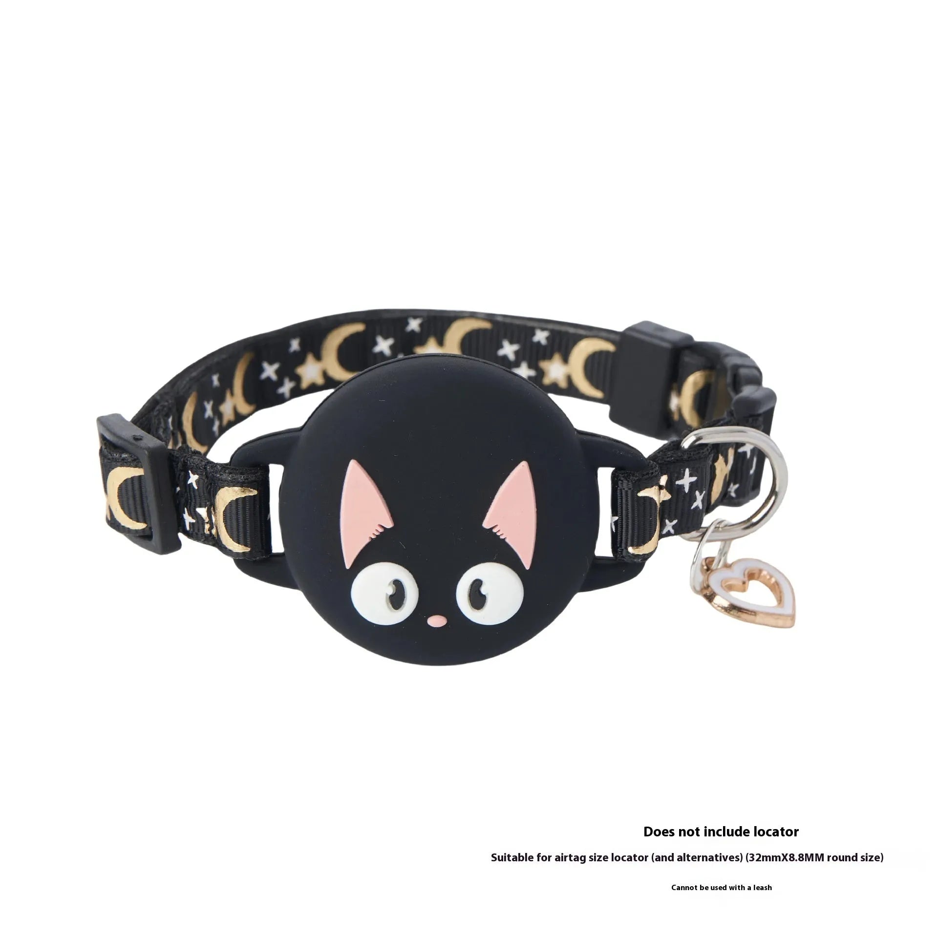 Silicone Apple AirTag protective case attached to an adjustable cat collar in light green.