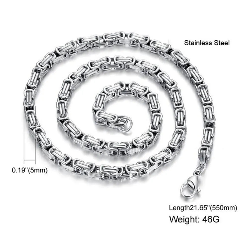 Stainless steel punk necklace in steel colour with 5mm chain and 55cm length