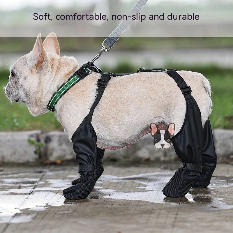 Adjustable waterproof dog boots with anti-slip sole for outdoor protection