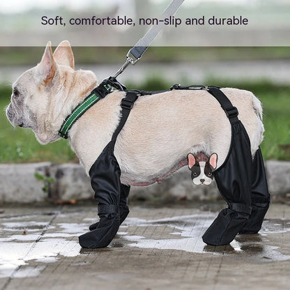 Adjustable waterproof dog boots with anti-slip sole for outdoor protection