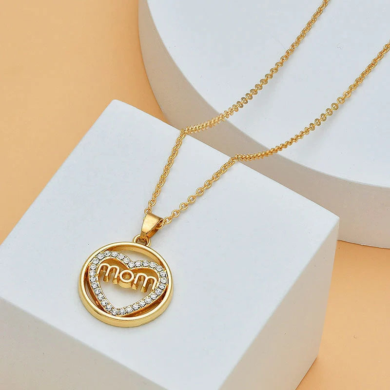 Heart shape diamond letter necklace for women, elegant Mother's Day gift