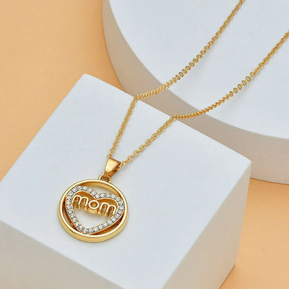 Heart shape diamond letter necklace for women, elegant Mother's Day gift