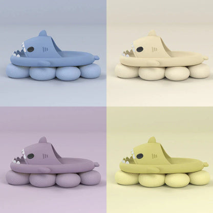 Cozy Shark Slippers with cartoon shark design, waterproof and anti-slip sole, and premium EVA material for comfort