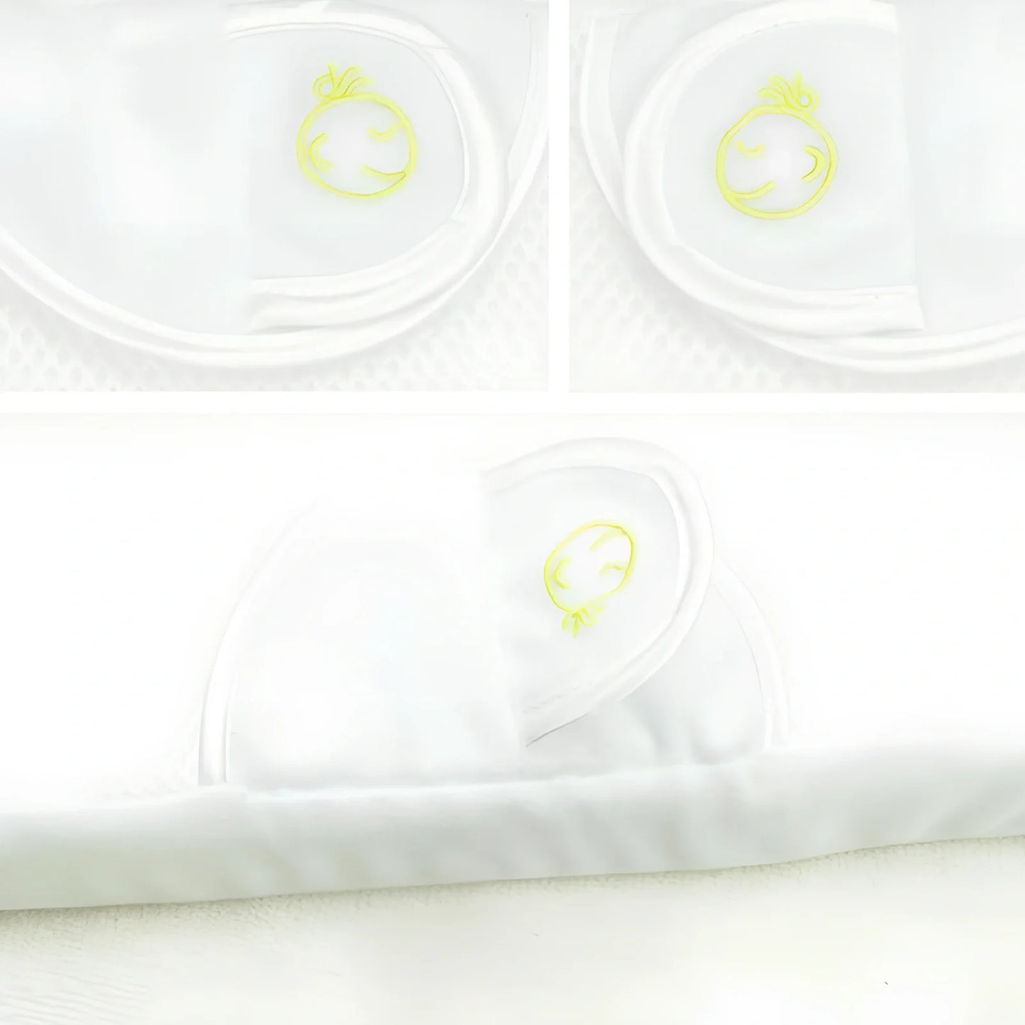 White baby sleep positioning pad with curved armrest and elevated head section