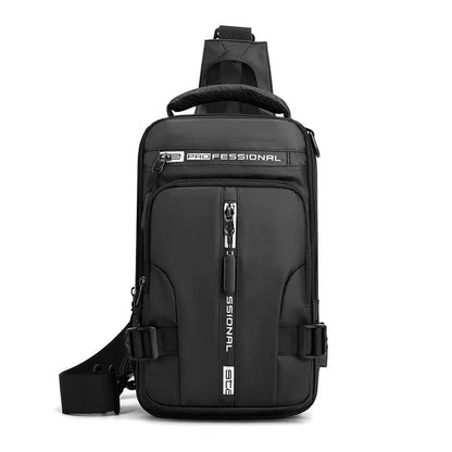 A versatile crossbody backpack for men with multiple pockets and a sleek, square profile for convenient, hands-free carry