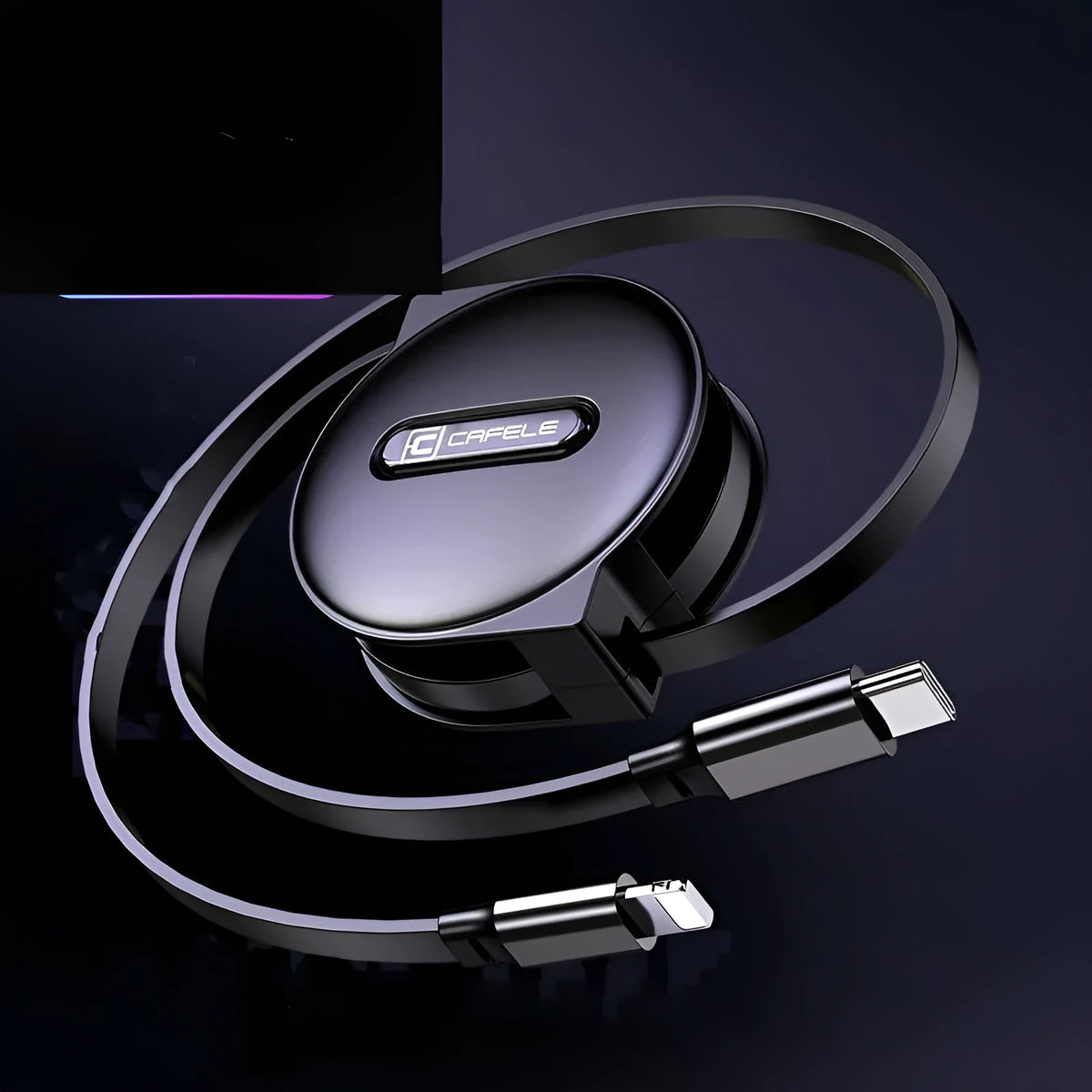 Black 18W PD fast charger set with single-port charging head and adjustable data line for mobile phone