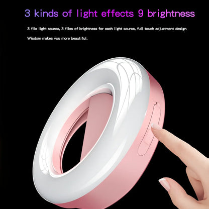 WQ-20 80mm round LED fill light in green, rechargeable with stepless dimming for selfies