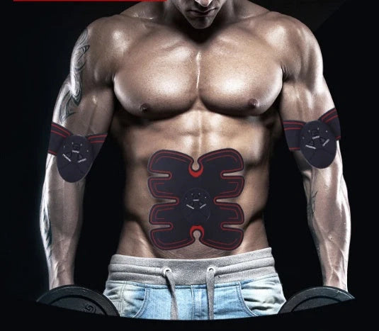 Smart fitness home rechargeable muscle stimulator with 8 abdominal electrode pads and curved red line technology