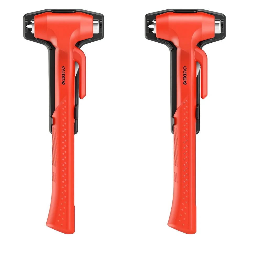 Black ABS window breaker safety hammer with pointed high carbon steel tip and seatbelt cutter, 10cm length for vehicle emergencies