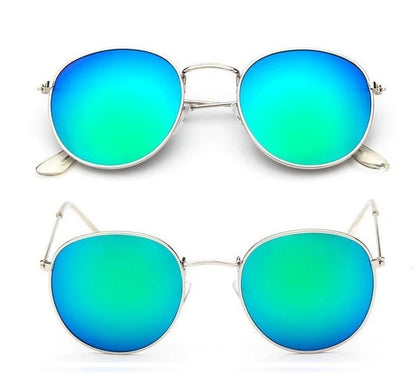 Women's retro sunglasses with metal frame and round design in various colours