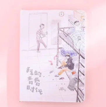 Colour page button notebook with Cherry Blossom design, PU cover, and button closure, 11cm by 15cm