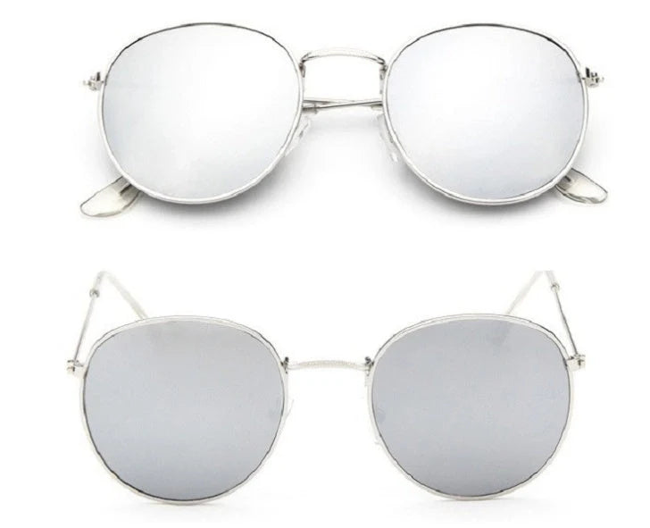 Women's retro sunglasses with metal frame and round design in various colours