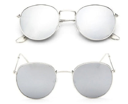 Women's retro sunglasses with metal frame and round design in various colours