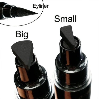 Double-headed wing seal eyeliner with quick-drying carbon black formula for precise application