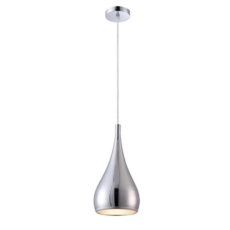 Iron minimalist chandelier in black, white, or chrome with single head or multi-head configurations
