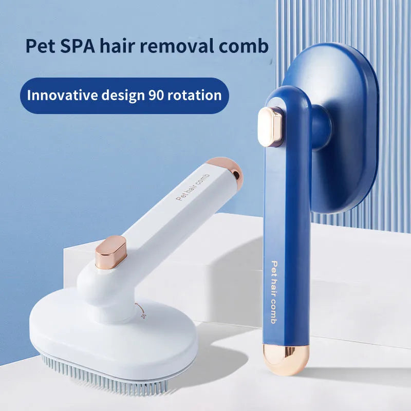 Pet comb for cat dog hair removal self cleaning brush arc high-density needles ABS material 21.6x7.2x8.5cm