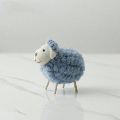 Adorable felt sheep miniature figurines in various colours and sizes for home decoration